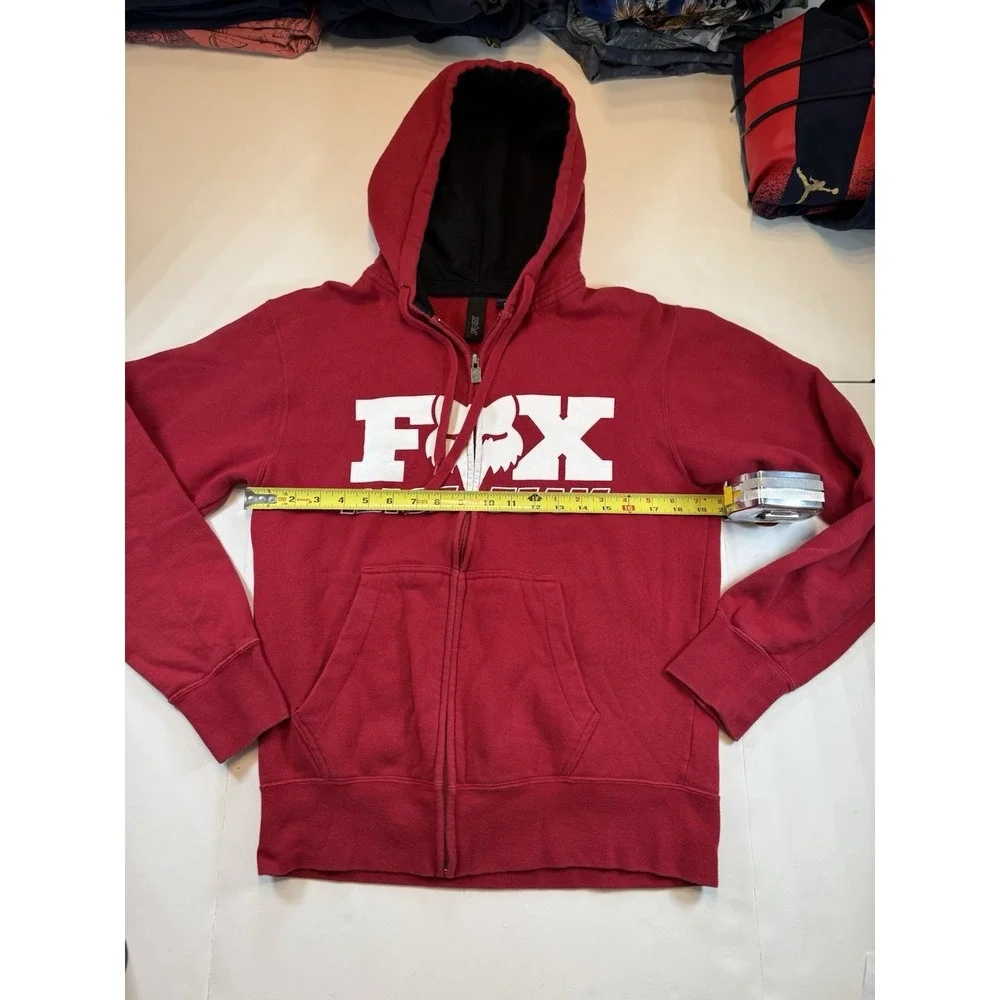 Vintage‎ Men's Fox Racing Race Team Zip Up Red Hoodie SZ Medium  Good Condition